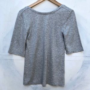 Ann Taylor Gray Scoop Back T Shirt Top Half Sleeve